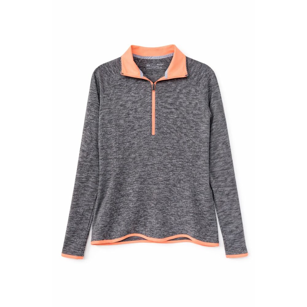 Under‎ Armour HeatGear 1/4 Zip Pullover M Gray Neon Athletic Top